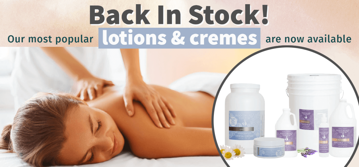 Massage Lotions and Cremes back in-stock